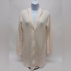 Women's Medium New York & Co. Long Sleeve Cream V-Neck Cardigan Sweater